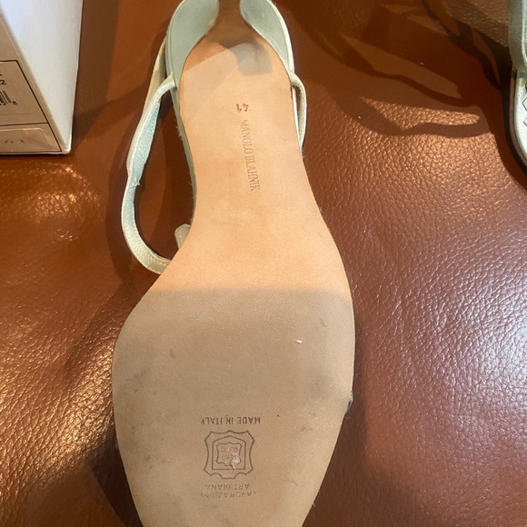 Manolo Blahnik Light Green Crystal Heels - Picture 8 of 11